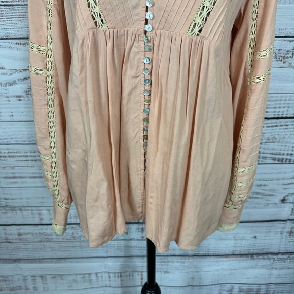 Sundance blouse pale pink xsmall eyelet lace button down Dressy peplum blouse - Picture 4 of 8